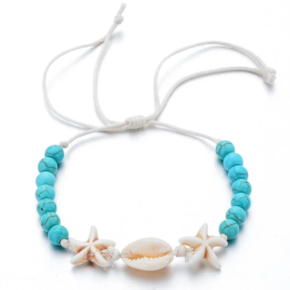 Unisex Summer Starfish Shell Braided Bracelet